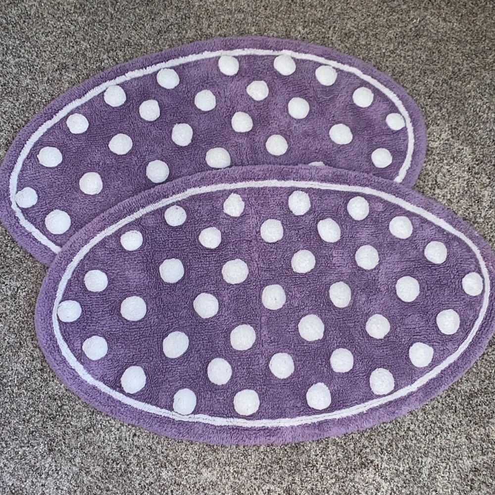 2 Purple and White Bath Mats